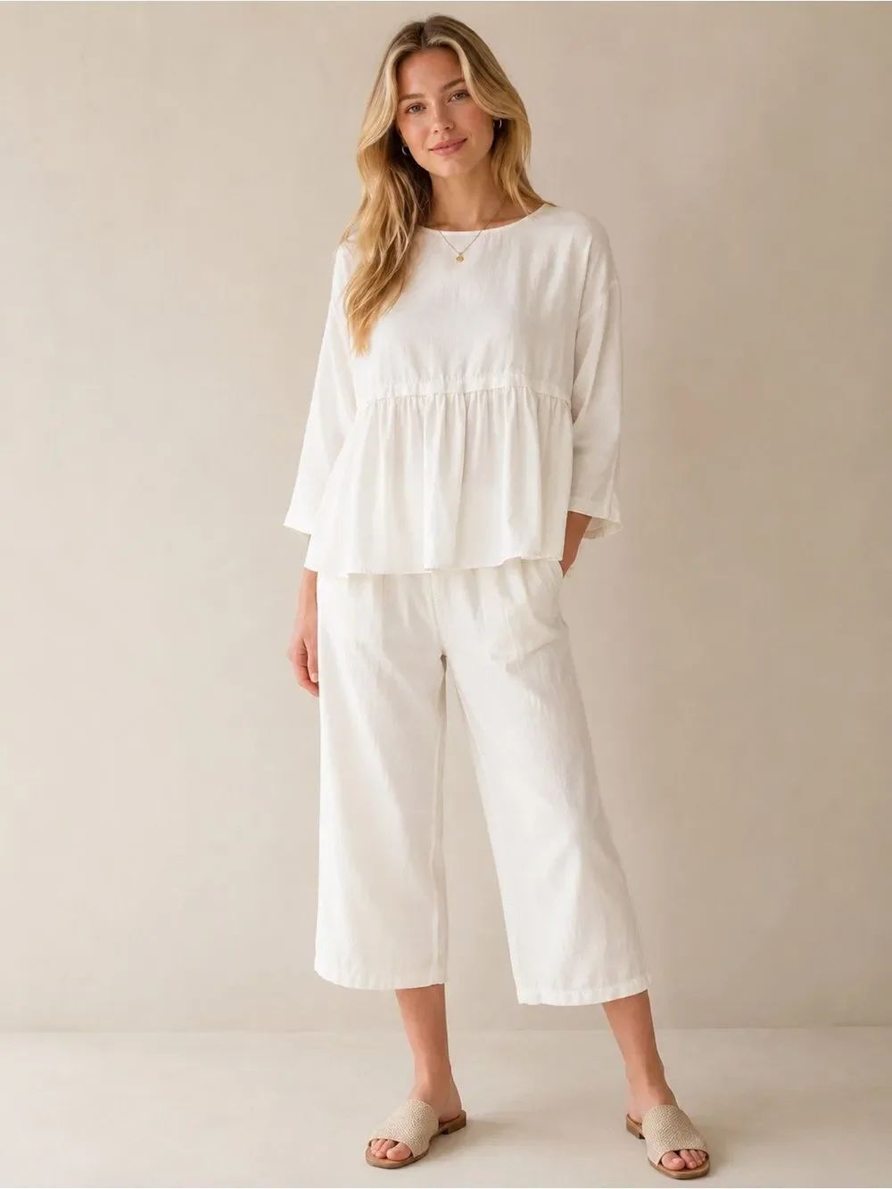 Maje White Peplum Minimalist Linen Blend Parisian Blouse